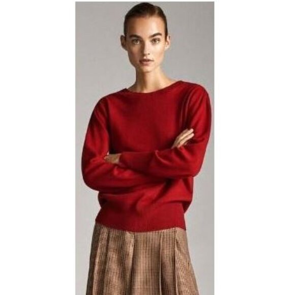 MASSIMO DUTTI, red wool sweater, size: large - Picture 2 of 11